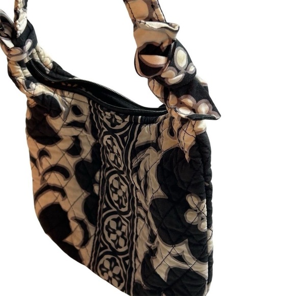 Vera Bradley Night & Day Floral Shoulder Bag Black White Casual Purse - Picture 3 of 6